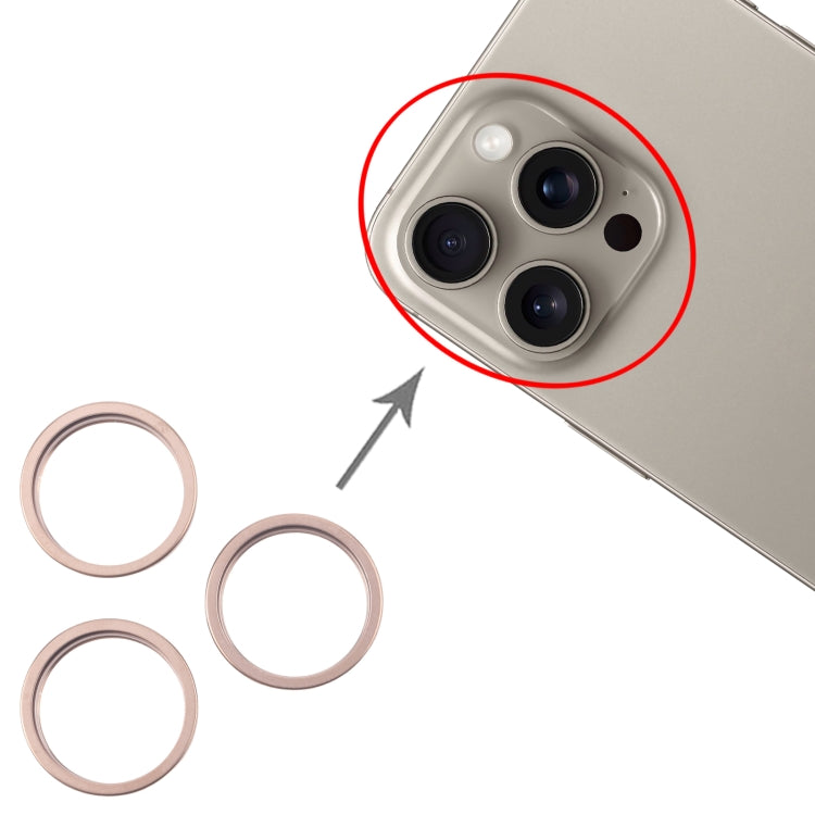 For iPhone 16 Pro 3pcs/set Rear Camera Glass Lens Metal Outside Protector Hoop Ring
