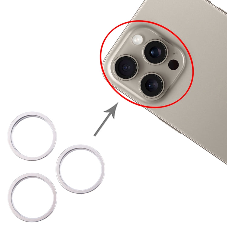 For iPhone 16 Pro 3pcs/set Rear Camera Glass Lens Metal Outside Protector Hoop Ring