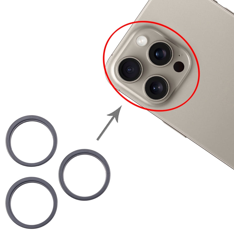 For iPhone 16 Pro Max 3pcs/set Rear Camera Glass Lens Metal Outside Protector Hoop Ring