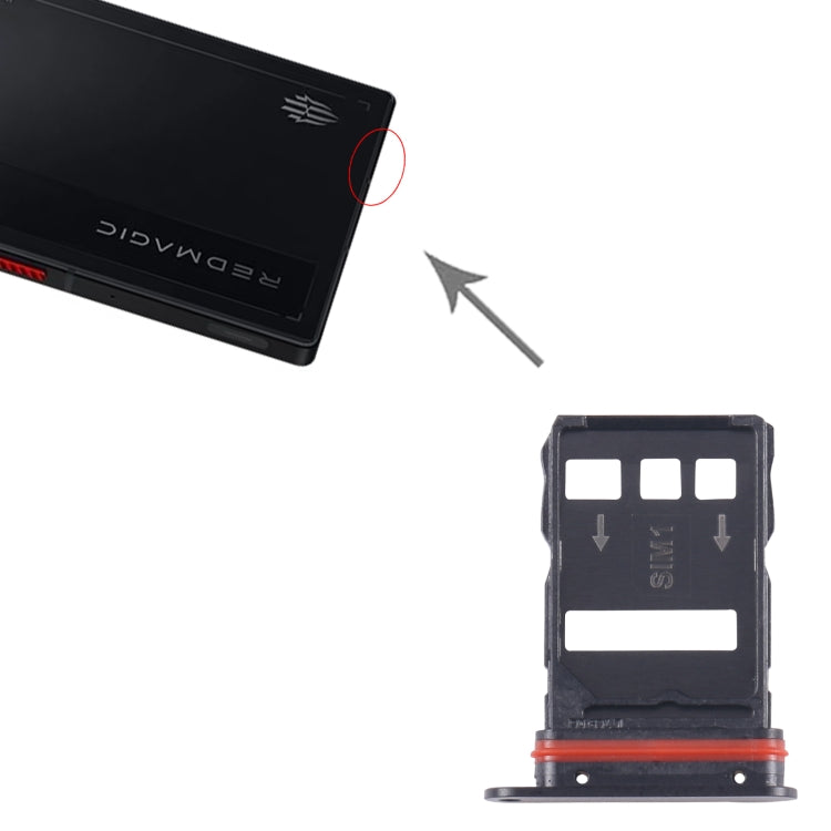 For ZTE nubia RedMagic 9 Pro NX769J SIM Card Tray + SIM Card Tray  - Black