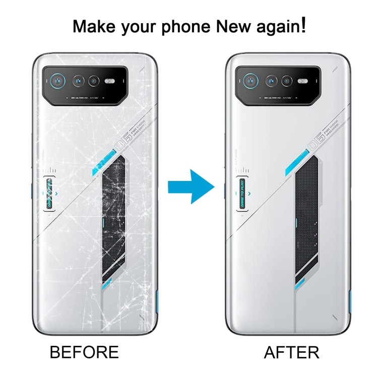 For Asus ROG Phone 6 AI2201-C AI2201-F Glass Battery Back Cover with NFC/Light Cable - Black Red