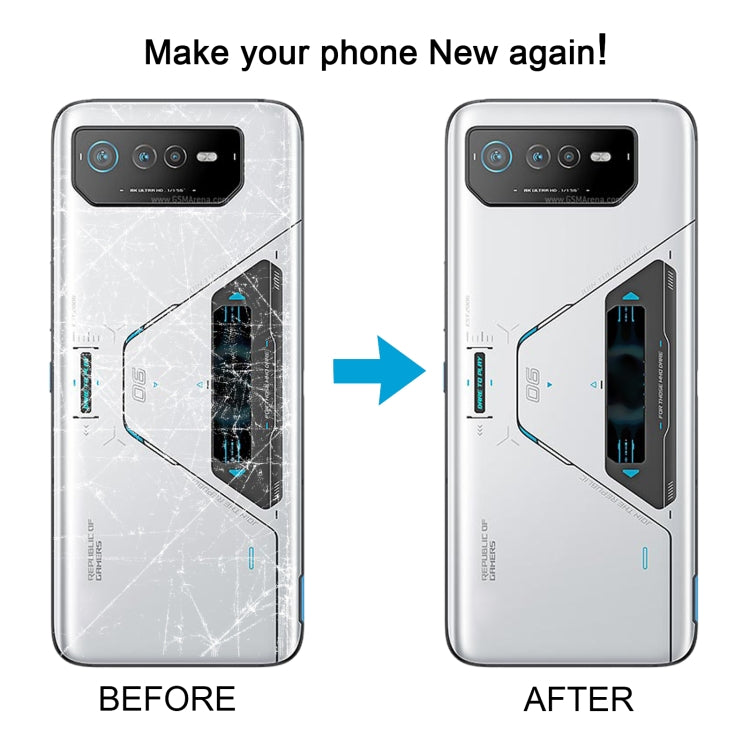 For Asus ROG Phone 6 Pro AI2201-D Glass Battery Back Cover with NFC/LCD - White