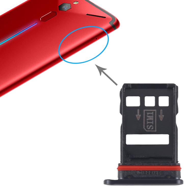 For ZTE nubia RedMagic 6s Pro SIM Card Tray + SIM Card Tray  - Black
