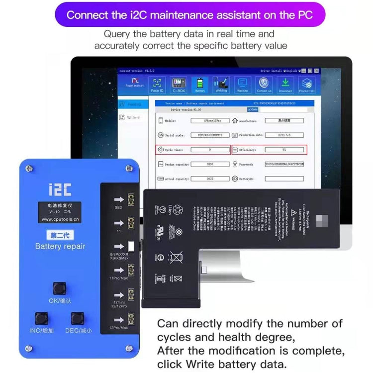 i2C BR-11i Battery Data Corrector With Flex Cable for iPhone