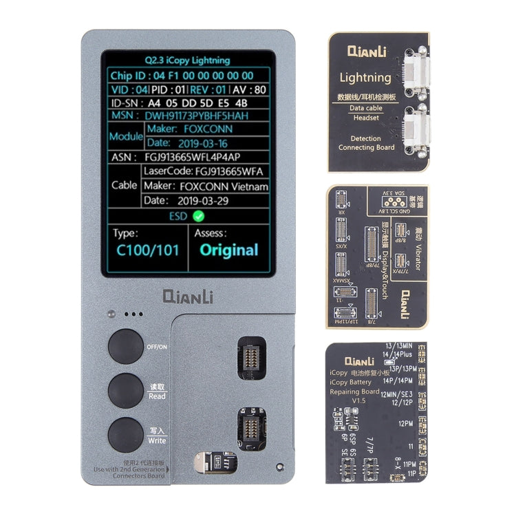 For iPhone 6 - 14 Pro Max 3 in 1 Qianli iCopy Plus 2.2 Repair Detection Programmer Set, Plug: