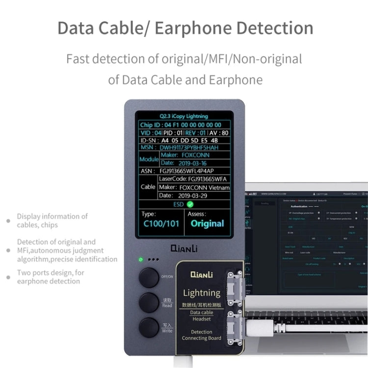 For iPhone 6 - 14 Pro Max 3 in 1 Qianli iCopy Plus 2.2 Repair Detection Programmer Set, Plug: