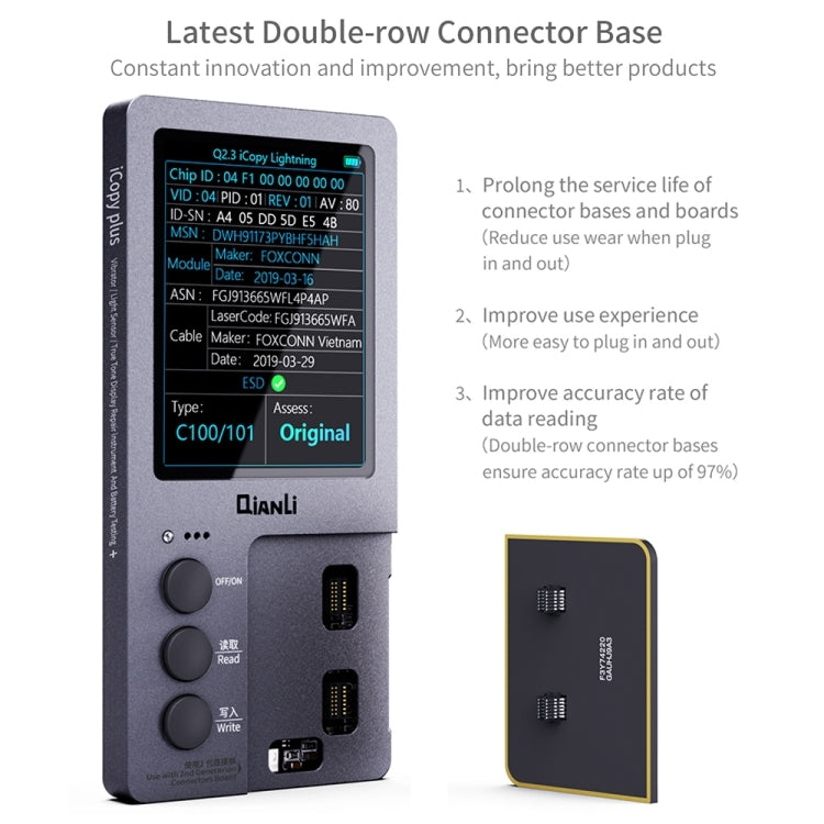 For iPhone 6 - 14 Pro Max 3 in 1 Qianli iCopy Plus 2.2 Repair Detection Programmer Set, Plug: