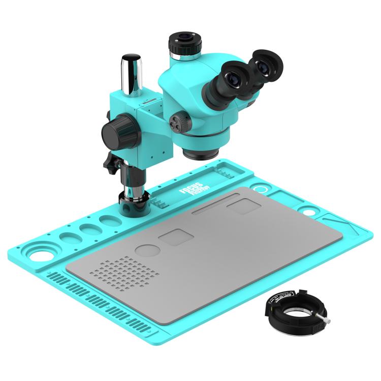 RF4 RF7050TVD2 7-50X Synchronous Zoom Trinocular Stereo Microscope with Aluminum Alloy Big Base