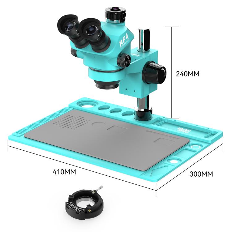 RF4 RF7050TVD2 7-50X Synchronous Zoom Trinocular Stereo Microscope with Aluminum Alloy Big Base