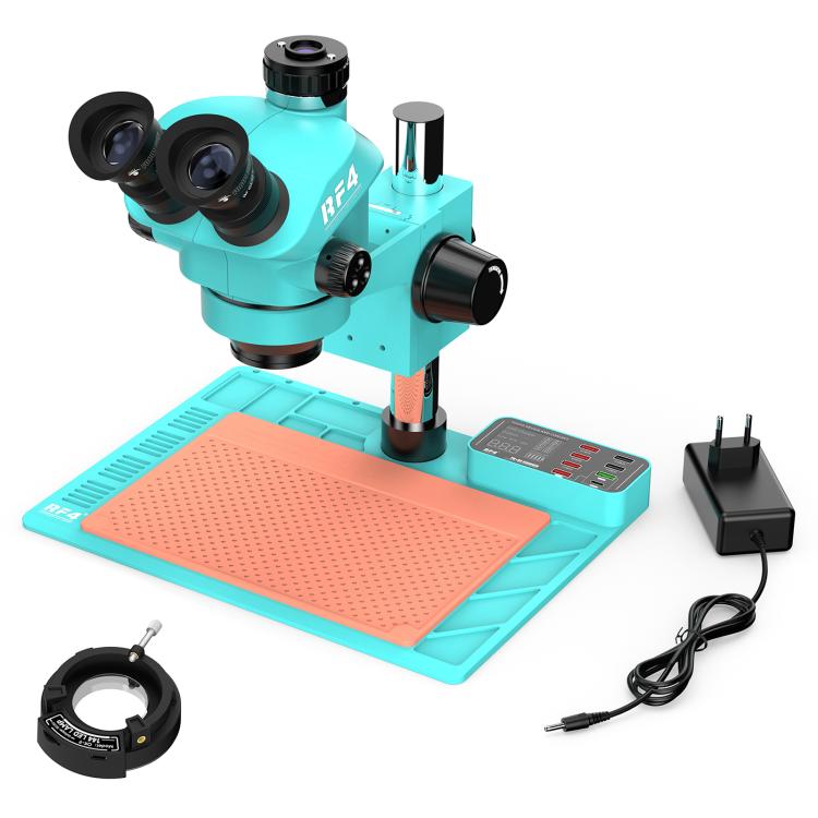 RF4 RF-7050TVA9 7X-50X Synchronous Zoom Trinocular Stereo Microscope with USB Charging Station