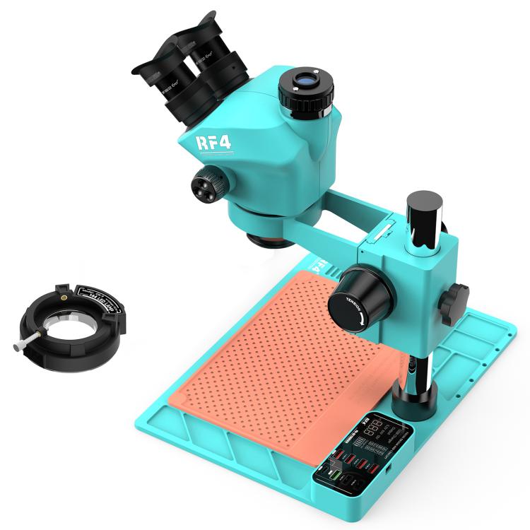 RF4 RF-7050TVA9 7X-50X Synchronous Zoom Trinocular Stereo Microscope with USB Charging Station