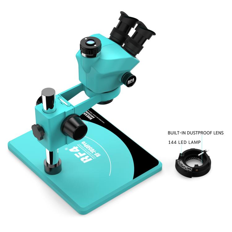 RF4 RF7050Pro 7-50X Synchronous Zoom Trinocular Stereo Microscope with Aluminum Alloy Base