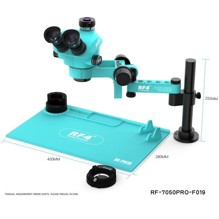 RF4 RF7050PRO-FO19 360 Degree Adjustable Universal Telescopic Rotating Lifting Microscope with Silicone Pad