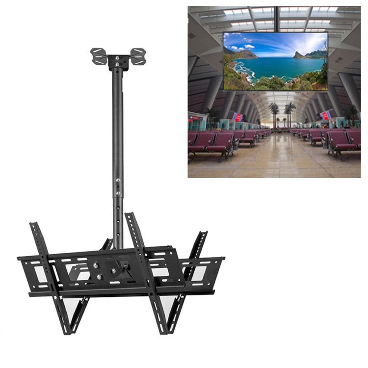 32-70 inch Universal Height & Angle Adjustable Double-sided TV Wall-mounted Ceiling Dual-use Bracket, Retractable Range: 0.5-1m