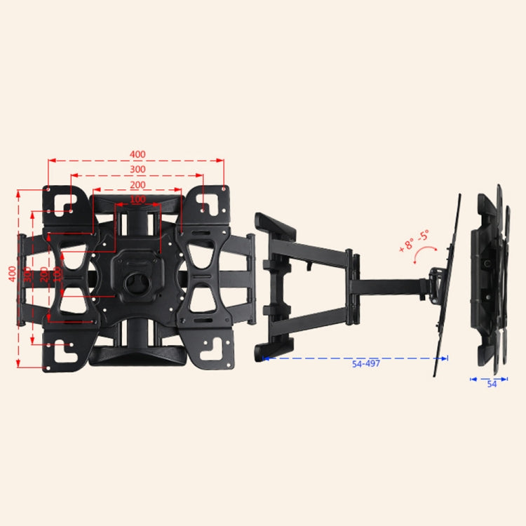 32-65 inch Universal Rotatable Retractable TV Double Robotic Arm Wall-mounted Bracket