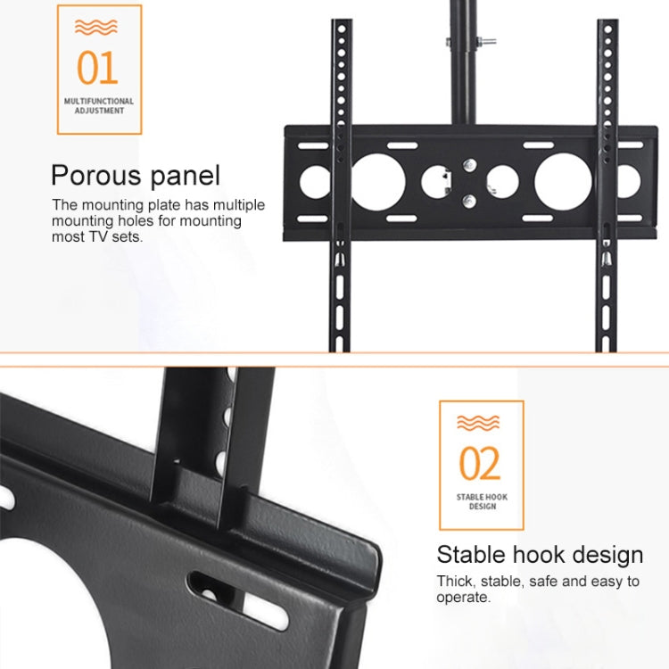 32-65 inch Universal Height & Angle Adjustable Single Screen TV Wall-mounted Ceiling Dual-use Bracket, Retractable Range: 0.5-3m