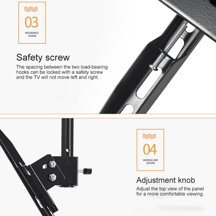 14-42 inch Universal Height & Angle Adjustable Single Screen TV Wall-mounted Ceiling Dual-use Bracket, Retractable Range: 0.5-3m