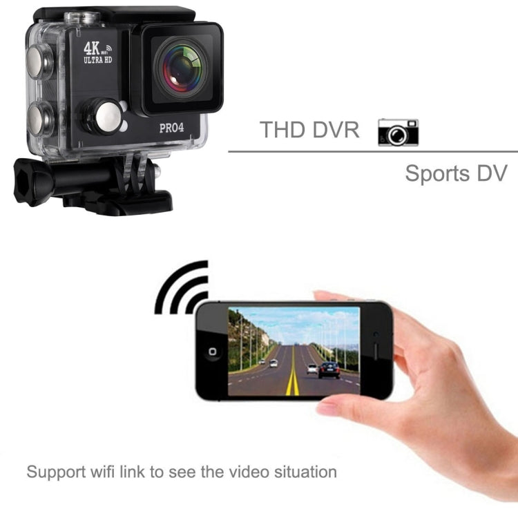 PRO4 4K Ultra HD Aerial 2.0 inch High Frame WiFi Sports DV Diving Camera, 170 Degrees Wide Angle Lens, 45m Waterproof