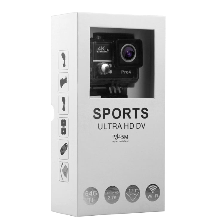 PRO4 4K Ultra HD Aerial 2.0 inch High Frame WiFi Sports DV Diving Camera, 170 Degrees Wide Angle Lens, 45m Waterproof