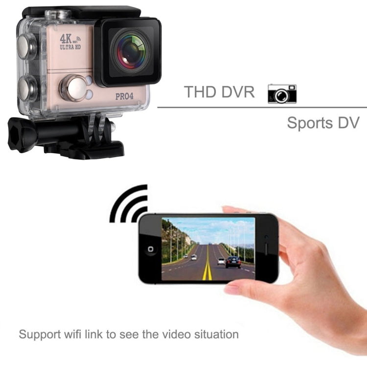 PRO4 4K Ultra HD Aerial 2.0 inch High Frame WiFi Sports DV Diving Camera, 170 Degrees Wide Angle Lens, 45m Waterproof