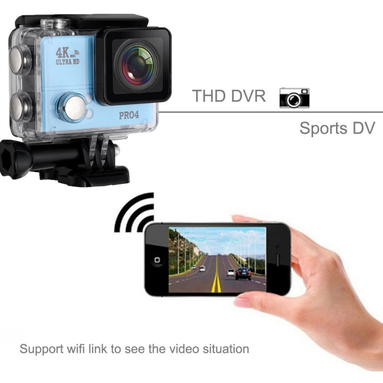 PRO4 4K Ultra HD Aerial 2.0 inch High Frame WiFi Sports DV Diving Camera, 170 Degrees Wide Angle Lens, 45m Waterproof