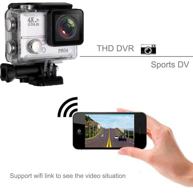 PRO4 4K Ultra HD Aerial 2.0 inch High Frame WiFi Sports DV Diving Camera, 170 Degrees Wide Angle Lens, 45m Waterproof