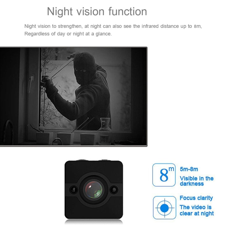 SQ12 Full HD 1080P Mini Camcorder Action Camera with Waterproof Housing Case, 155 Degrees Wide Angle, Support Night Vision / Motion Detection(Black)