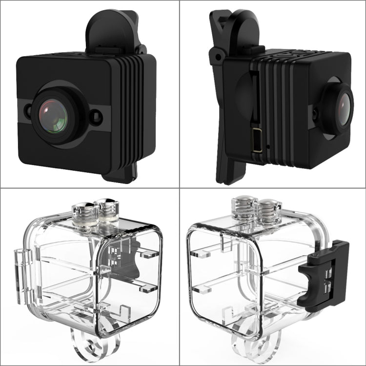 SQ12 Full HD 1080P Mini Camcorder Action Camera with Waterproof Housing Case, 155 Degrees Wide Angle, Support Night Vision / Motion Detection(Black)