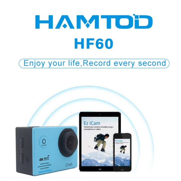 HAMTOD HF60 UHD 4K WiFi 16.0MP Sport Camera with Waterproof Case, Generalplus 4247, 2.0 inch LCD Screen, 120 Degree Wide Angle Lens, with Simple Accessories