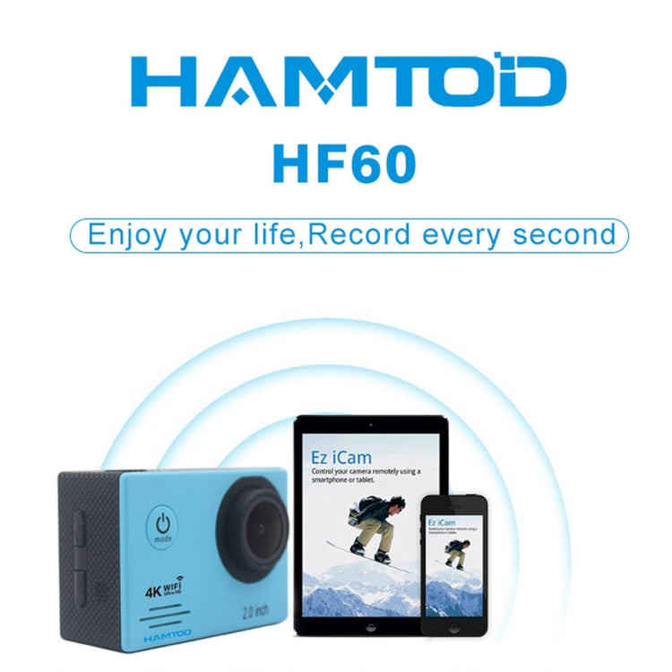 HAMTOD HF60 UHD 4K WiFi 16.0MP Sport Camera with Waterproof Case, Generalplus 4247, 2.0 inch LCD Screen, 120 Degree Wide Angle Lens, with Simple Accessories