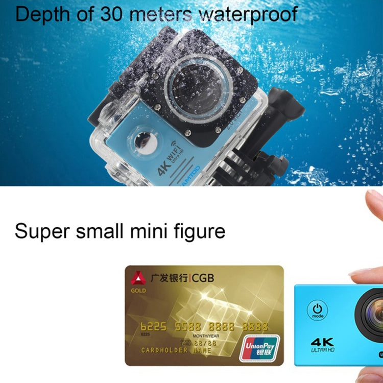 HAMTOD HF60 Pro UHD 4K WiFi 16.0MP Sport Camera with Waterproof Case & Remote Control, Generalplus 4247, 2.0 inch LCD Screen, 120 Degree Wide Angle Lens, with Luxury Accessories