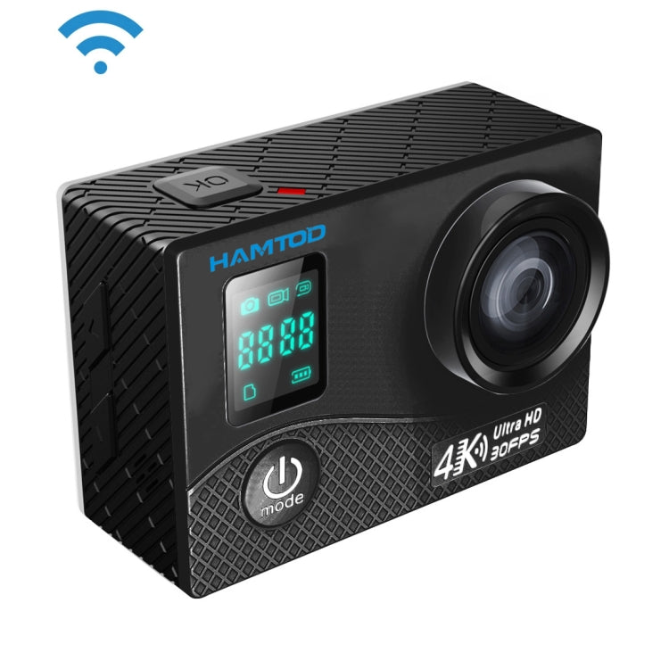 HAMTOD H8A UHD 4K WiFi Sport Camera with Waterproof Case, Allwinner V3 Program, 0.66 inch Front Screen, 2.0 inch LCD Screen, 170 Degree Wide Angle Lens
