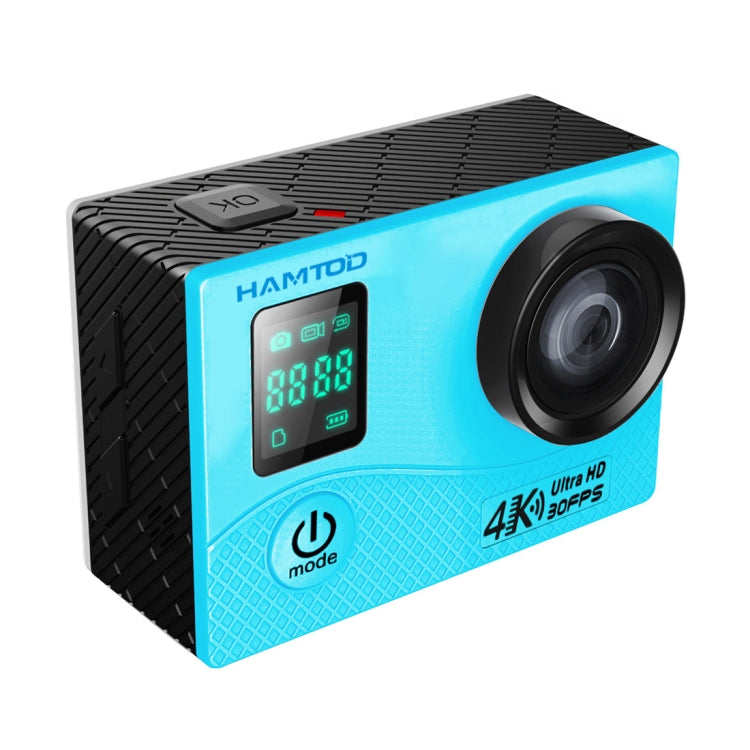 HAMTOD H8A UHD 4K WiFi Sport Camera with Waterproof Case, Allwinner V3 Program, 0.66 inch Front Screen, 2.0 inch LCD Screen, 170 Degree Wide Angle Lens