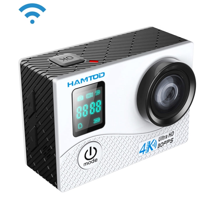 HAMTOD H8A UHD 4K WiFi Sport Camera with Waterproof Case, Allwinner V3 Program, 0.66 inch Front Screen, 2.0 inch LCD Screen, 170 Degree Wide Angle Lens