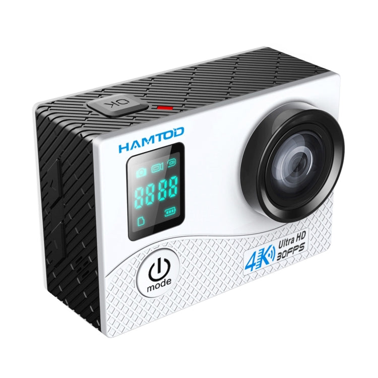 HAMTOD H8A UHD 4K WiFi Sport Camera with Waterproof Case, Allwinner V3 Program, 0.66 inch Front Screen, 2.0 inch LCD Screen, 170 Degree Wide Angle Lens
