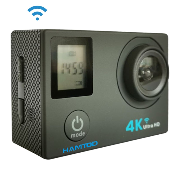 HAMTOD H12 UHD 4K WiFi  Sport Camera with Waterproof Case, Generalplus 4247, 0.66 inch + 2.0 inch LCD Screen, 170 Degree Wide Angle Lens