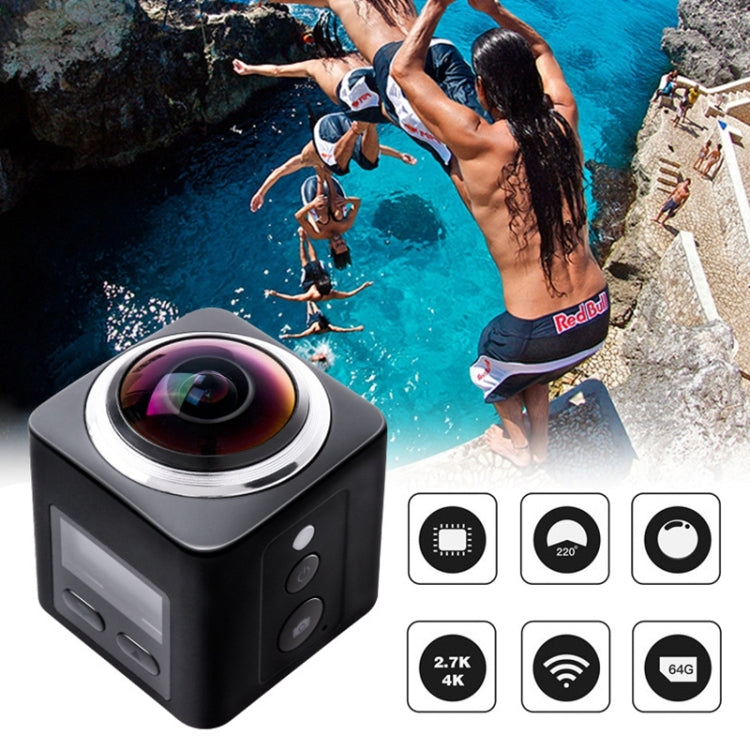 0.96 inch TFT Screen HD 360 Degrees View Angle Smart VR Camera, Support WIFI & 220 degrees Wide Angle & TF Card(64GB Max) & HDMI & USB