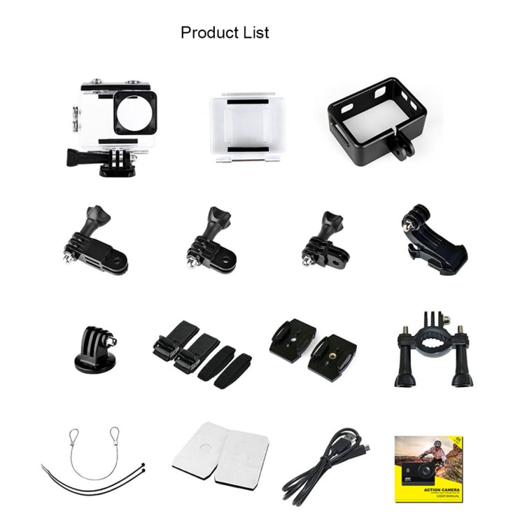C1 Dual-Screen 2.0 inch + 1.3 inch Screen Anti-shake 4K WiFi Sport Action Camera Camcorder with Waterproof Housing Case,  Allwinner V316, 170 Degrees Wide Angle (Black)