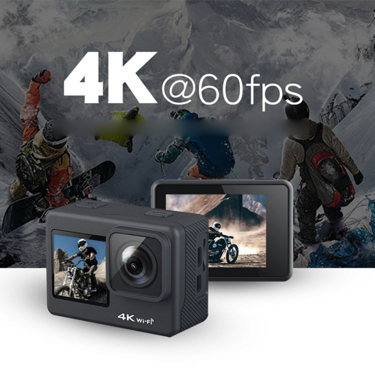 C1 Dual-Screen 2.0 inch + 1.3 inch Screen Anti-shake 4K WiFi Sport Action Camera Camcorder with Waterproof Housing Case,  Allwinner V316, 170 Degrees Wide Angle (Black)