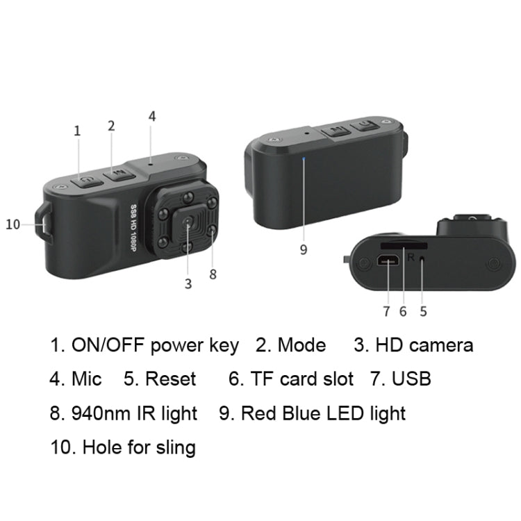 SS8 HD 1080P 30fps Ultra-Mini DV Pocket  Digital Video Recorder Camera Camcorder, Support IR Night Vision(Black)
