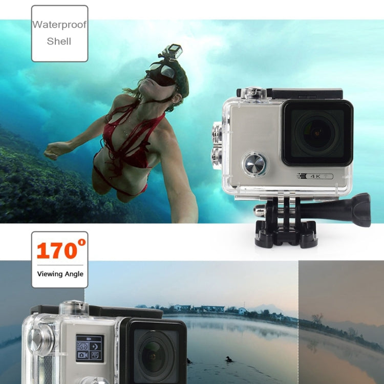 F88 4K Portable WiFi Waterproof StarVision Sport Camera, 0.66 inch LED & 2.0 inch LCD, Novatek 96660, 170 Degrees Wide Angle Lens, Support TF Card / HDMI (Silver)