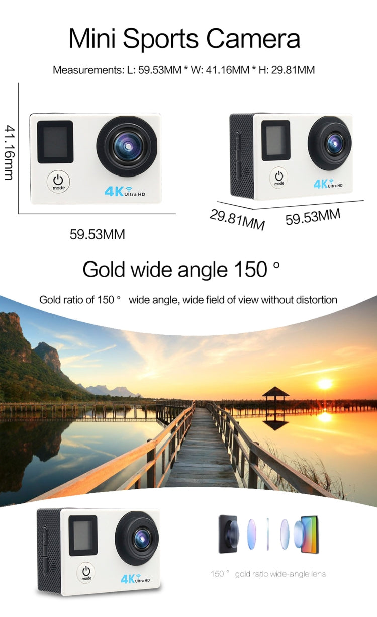 HAMTOD H6A HD 1080P WiFi Sport Camera with Remote Control & Waterproof Case, Generalplus 4247, 2.0 inch LCD Screen, 140 Degree Wide Angle Lens