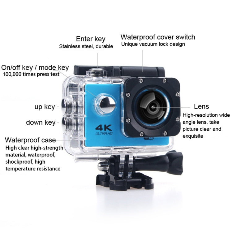 HAMTOD H9A Pro HD 4K WiFi Sport Camera with Remote Control & Waterproof Case, Generalplus 4247, 2.0 inch LCD Screen, 170 Degree A Wide Angle Lens