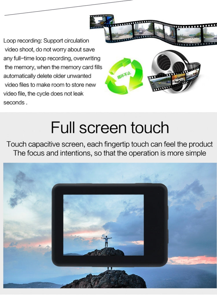 HAMTOD H2A HD 4K WiFi Sport Camera with Waterproof Case, Generalplus 5168, 2.0 inch Touch LCD Screen, 170 Degree Wide Angle Lens(Black)