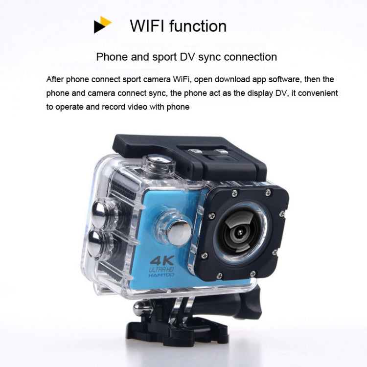 HAMTOD H9A HD 4K WiFi Sport Camera with Waterproof Case, Generalplus 4247, 2.0 inch LCD Screen, 120 Degree Wide Angle Lens