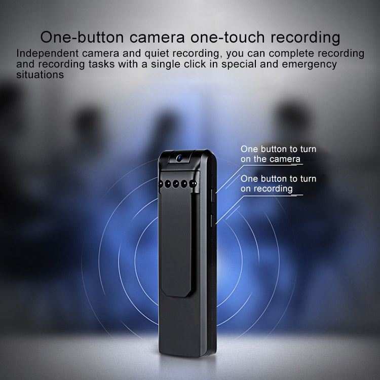 Back Clip Design 1080P HD Camera Voice Control Recording Machine, Support Motion Detection, Infrared Night Vision, 180 Degrees Rotation Camera, TF Card(Black)