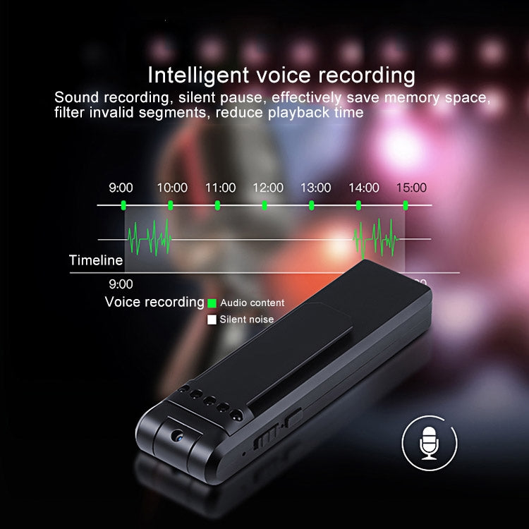 Back Clip Design 1080P HD Camera Voice Control Recording Machine, Support Motion Detection, Infrared Night Vision, 180 Degrees Rotation Camera, TF Card(Black)
