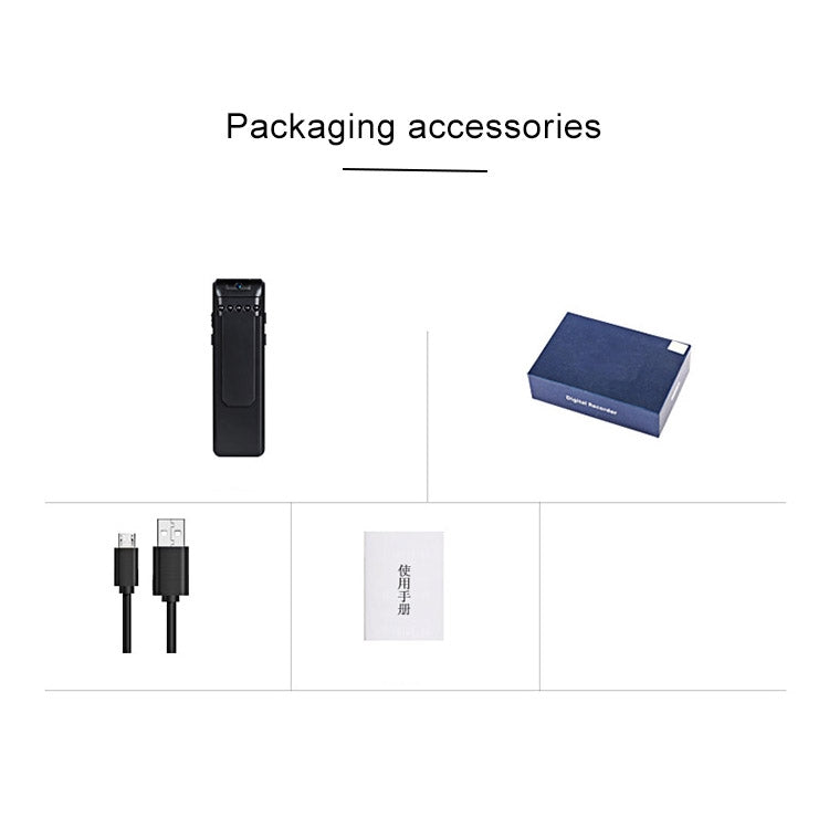 Back Clip Design 1080P HD Camera Voice Control Recording Machine, Support Motion Detection, Infrared Night Vision, 180 Degrees Rotation Camera, TF Card(Black)