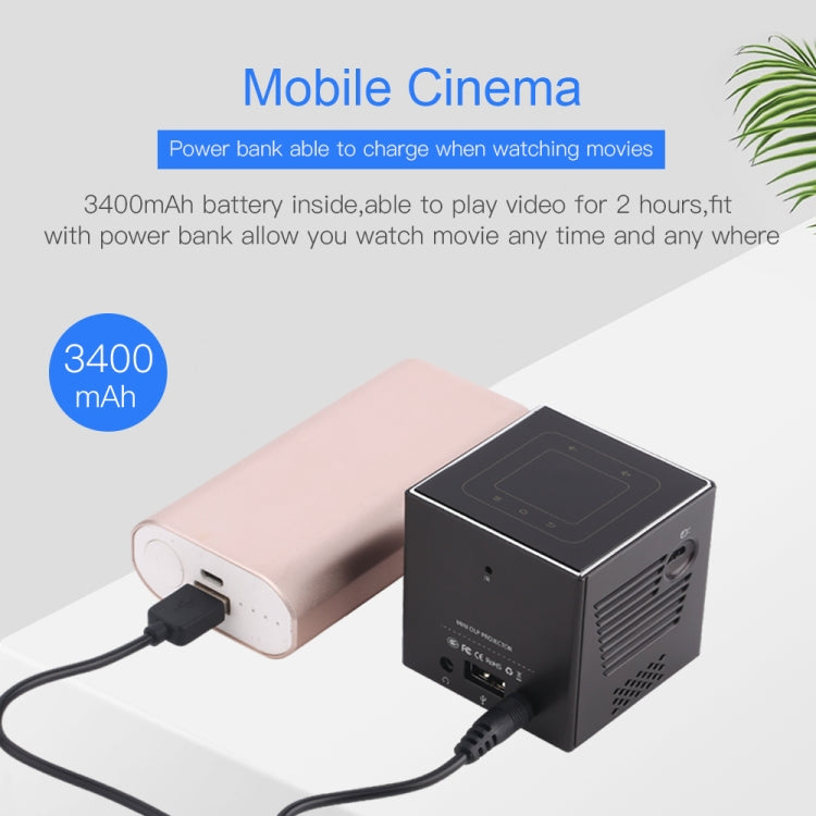 C80 DLP portable HD Projector 120-inch Giant Screen Projector Blu-ray 4K, Android 7.1.2, 2GB + 16GB EU Plug