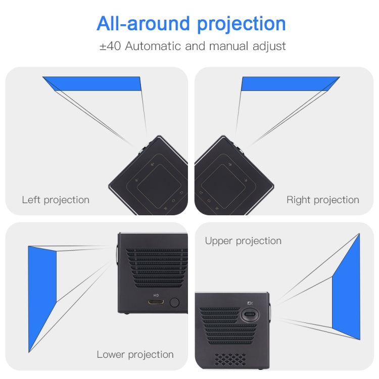 C80 DLP portable HD Projector 120-inch Giant Screen Projector Blu-ray 4K, Android 7.1.2, 2GB + 16GB EU Plug